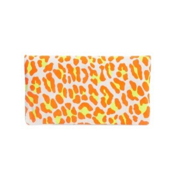 NWT Clare V. Foldover Clutch with Tabs in Cat Suede Neon Orange - Picture 4 of 7